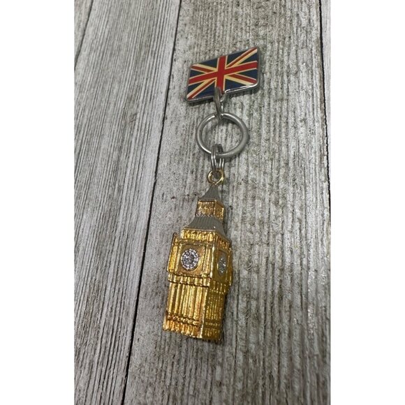 London England Flag Big Ben Keychain Charms Souvenir Gift Keyring Metal Gold - Picture 1 of 7